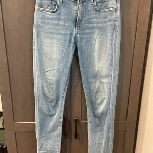 AGOLDE x Amour Vert Sophie High Rise Skinny Ankle Crop Jeans Light Dark size 27